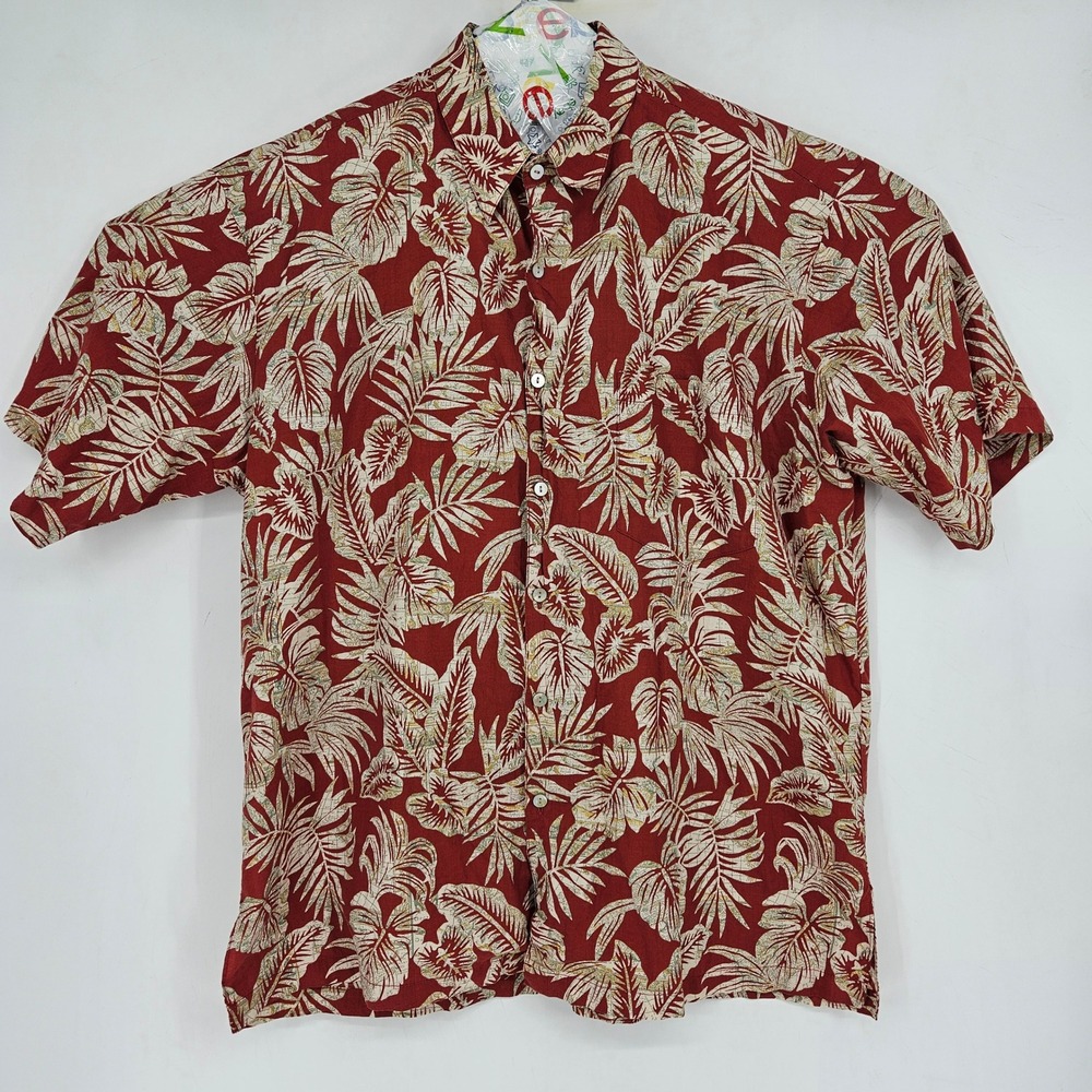 Tori Richard Shirt Mens Large Button Up Short Sleeve Red Hawaiian AOP Casual